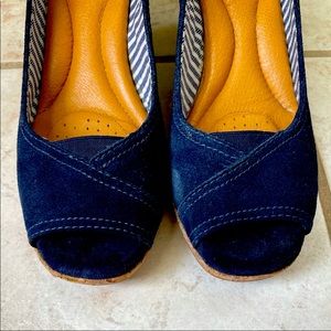 Nurture Marine Navy Blue Wedge Shoes 7.5 Cork Heel